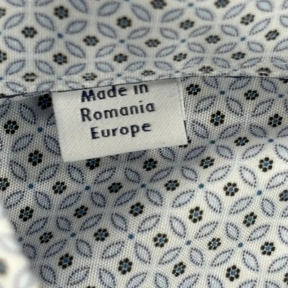 ETON‎ Contemporary Fit Dress Shirt Mens 15.75 Blue White Black Geometric NWT
